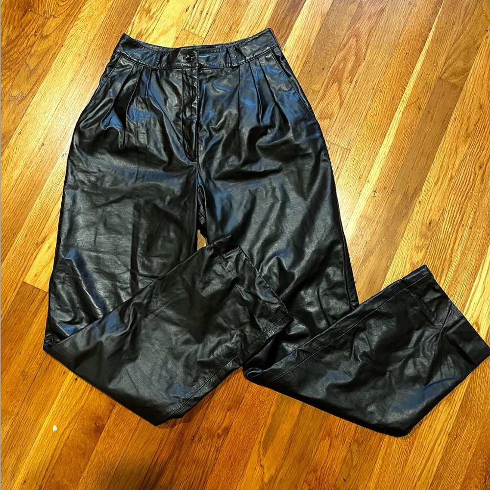 Chocolate Brown Vintage Leather High Waist Pants